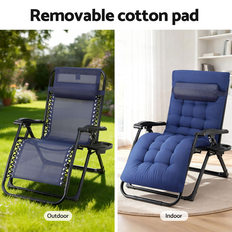 Gardeon Sun Lounge Zero Gravity Chair XL - Blue