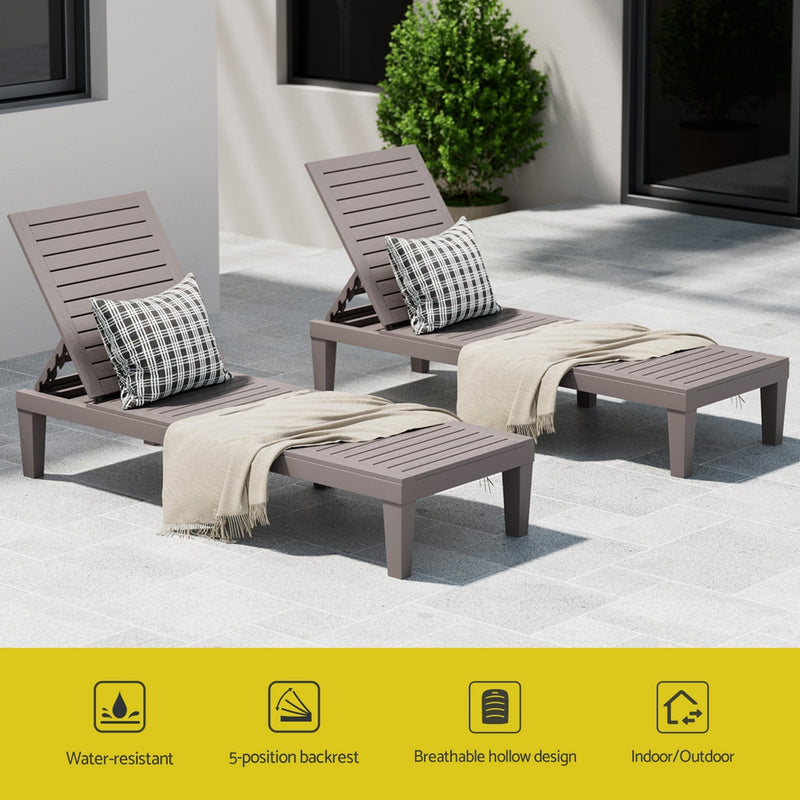 Gardeon Adjustable Outdoor Recliner Sun Lounge – Brown