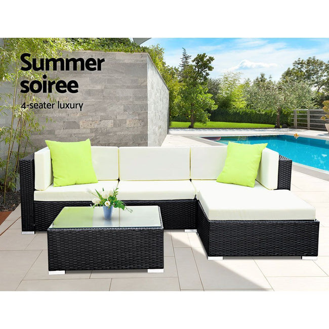 7-Piece Outdoor Sofa Set – Wicker Lounge with Protective Cover