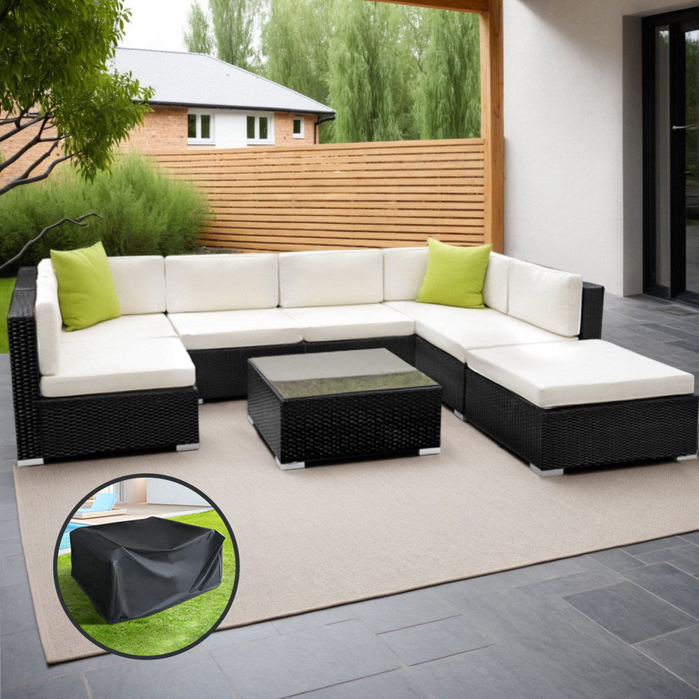 8-Piece Outdoor Sofa Set Wicker Couch Lounge Setting Cover
