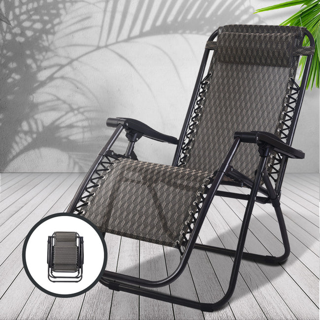 2PC Zero Gravity Chairs – Folding Outdoor (Grey)