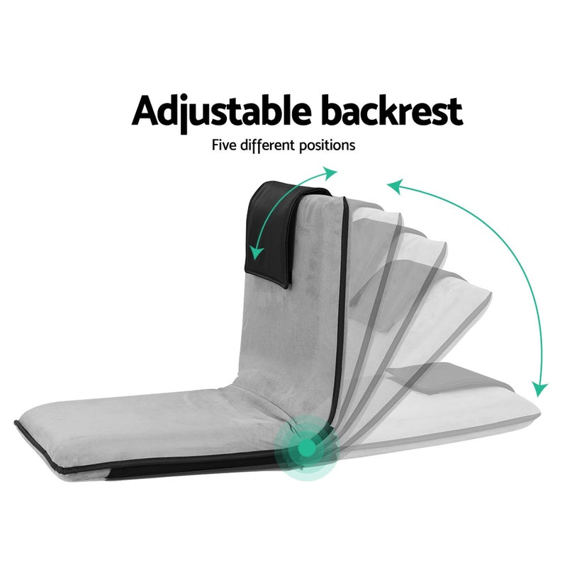 Artiss 4X Velvet Floor Sofa Bed – Grey