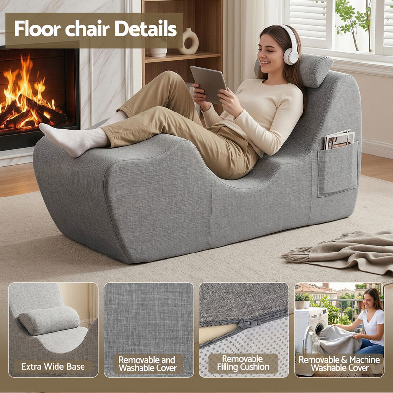 Artiss Ergonomic S-Curve Chaise Lounge Floor Chair – Grey