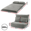 Floor Lounge Sofa Bed Foldable 2 Seater Grey