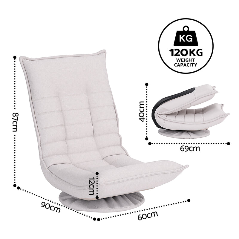 Artiss Swivel Floor Chair 5-Position Adjustable Foldable Lounge – Grey