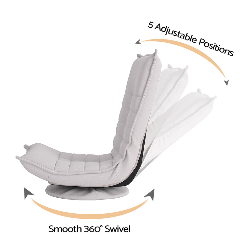 Artiss Swivel Floor Chair 5-Position Adjustable Foldable Lounge – Grey