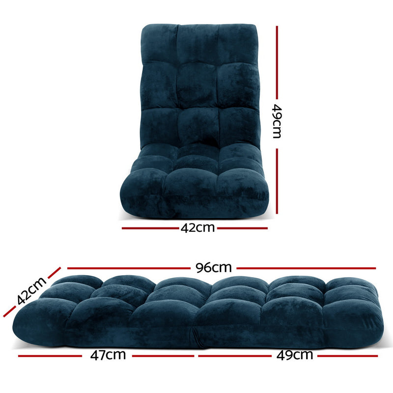 Floor Lounge Sofa Bed Flannel Fabric Navy