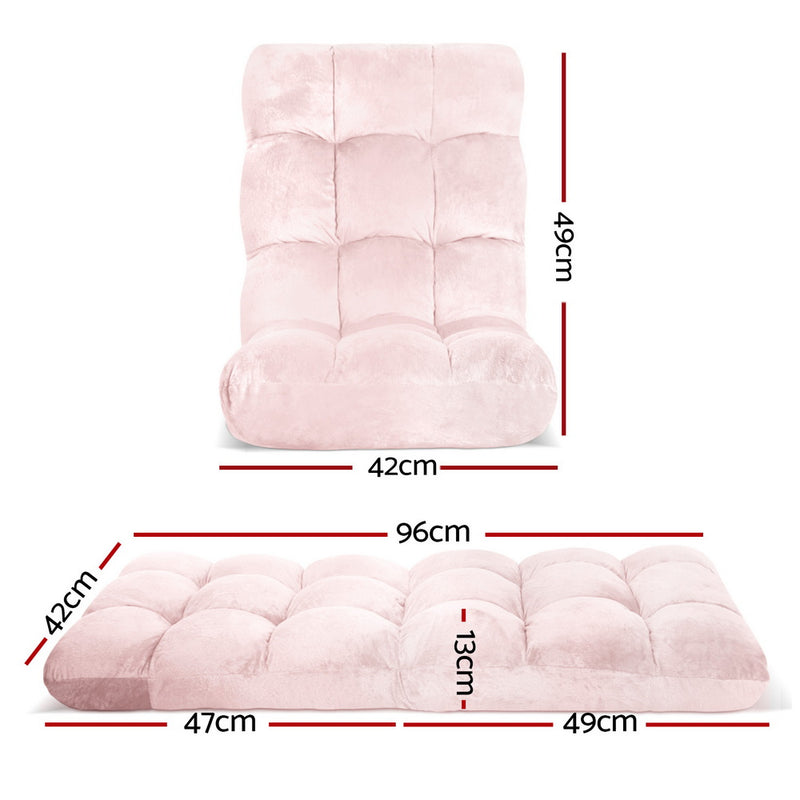 Floor Lounge Sofa Bed Flannel Fabric Pink