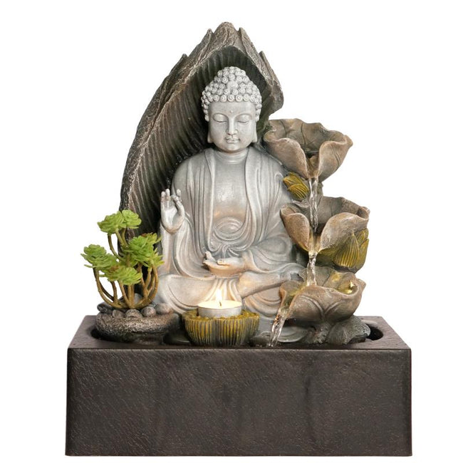 36cm Buddha Succulent Fountain with Tealight Holder
