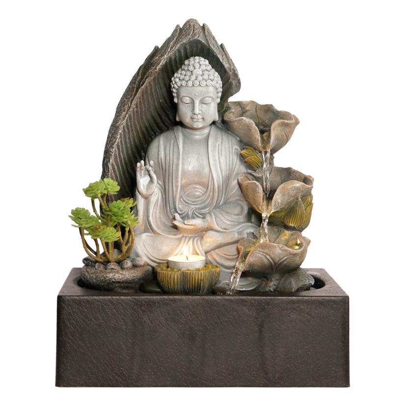 36cm Buddha Succulent Fountain with Tealight Holder