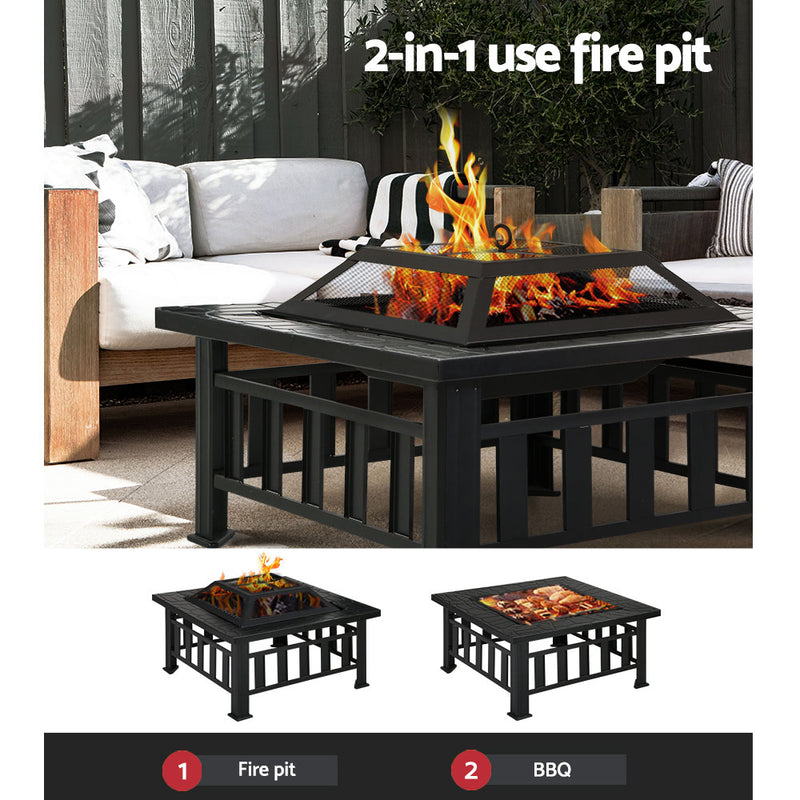Grillz 2-In-1 Fire Pit BBQ Table