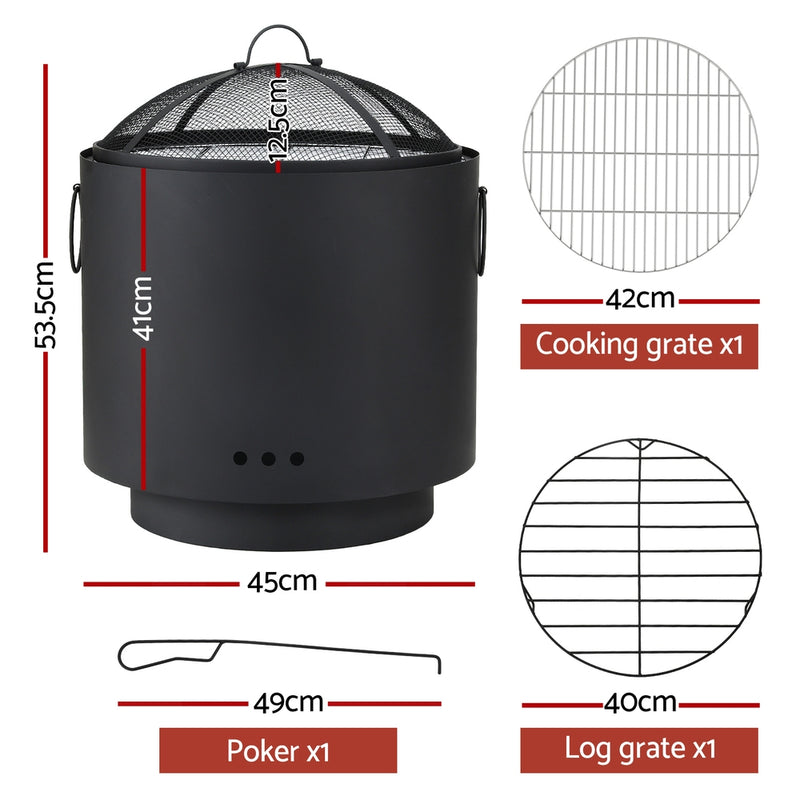 Grillz Portable Fire Pit BBQ – Deep Bowl Outdoor