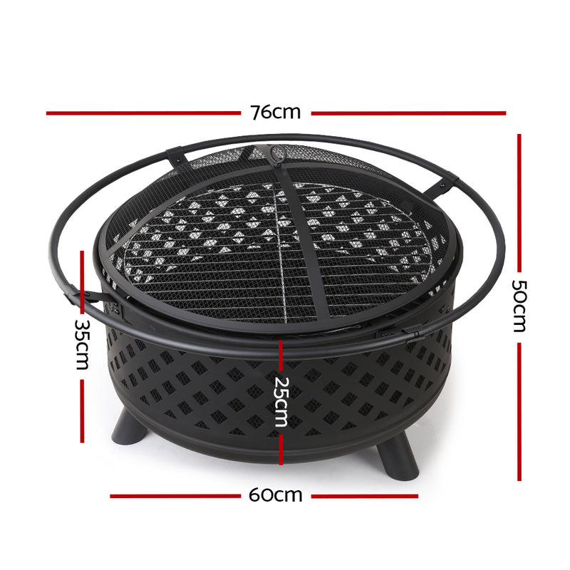 Grillz 76cm Fire Pit BBQ Grill