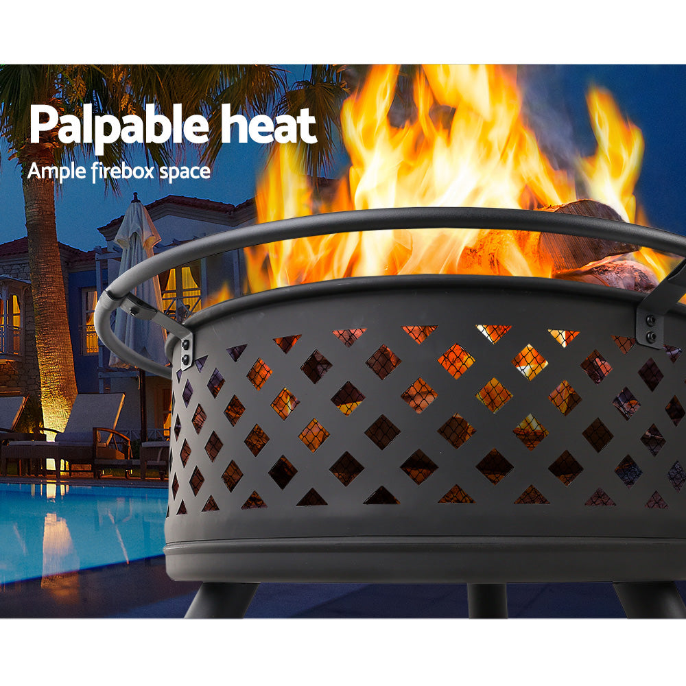 Grillz 76cm Fire Pit BBQ Grill