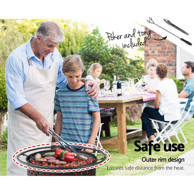 Grillz 76cm Fire Pit BBQ Grill