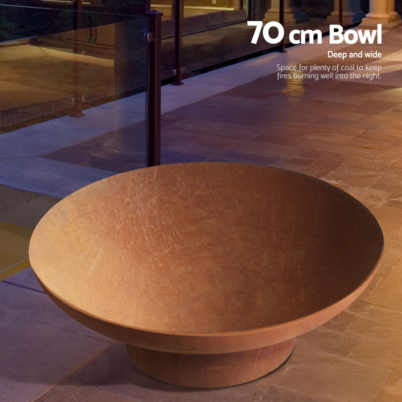 Grillz 70cm Cast Iron Fire Pit Bowl – Rustic