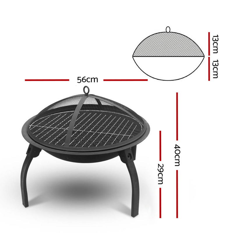 Portable Fire Pit BBQ Charcoal Smoker 22"