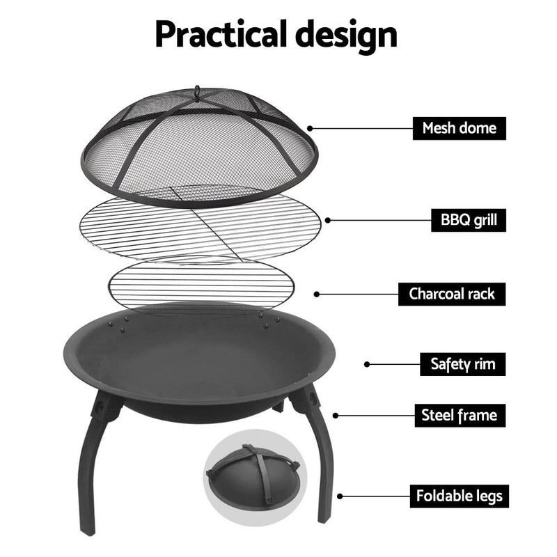 Portable Fire Pit BBQ Charcoal Smoker 22"