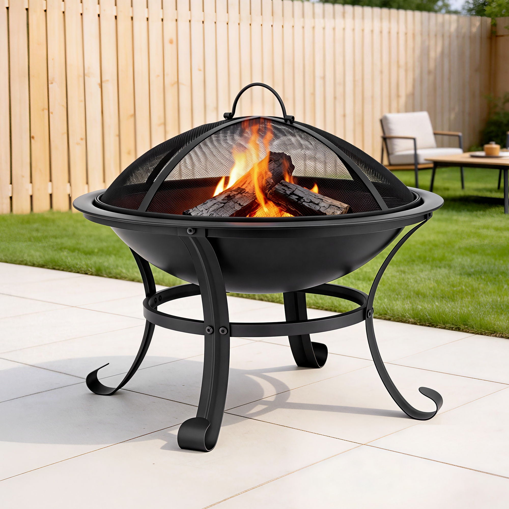 Grillz Outdoor Fire Pit BBQ with Poker