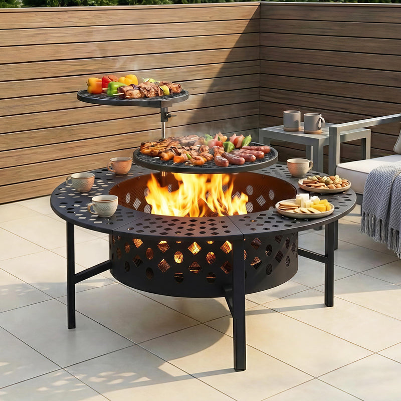 Grillz Portable Fire Pit BBQ Charcoal Smoker