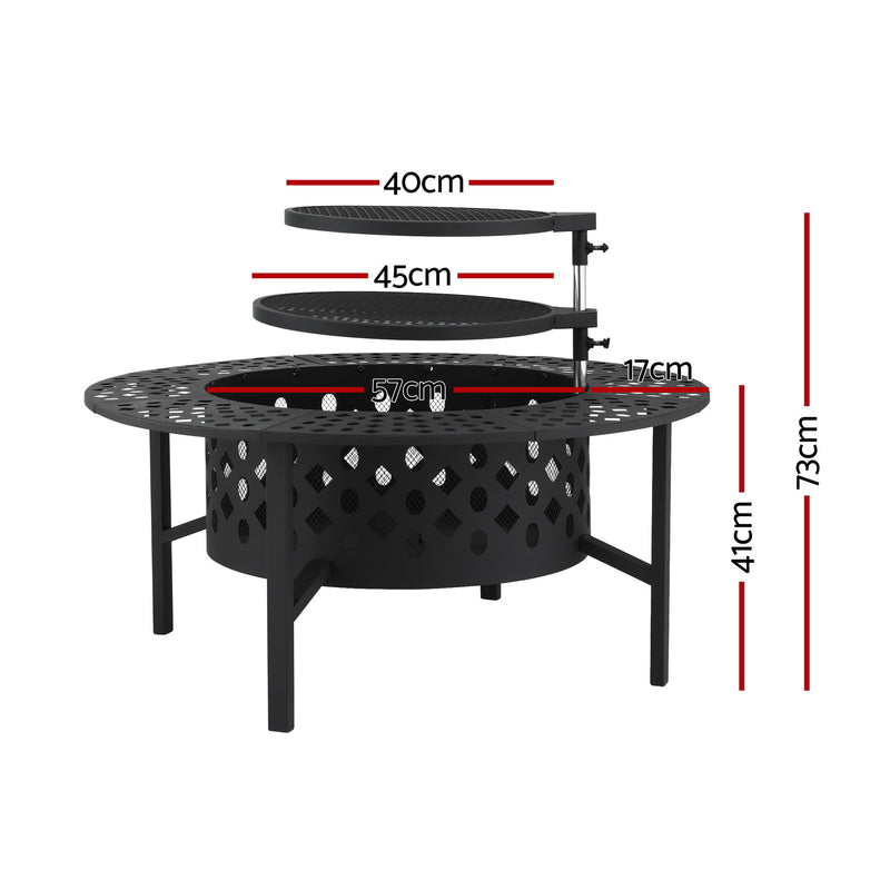Grillz Portable Fire Pit BBQ Charcoal Smoker