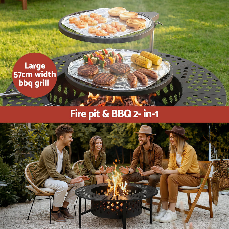 Grillz Portable Fire Pit BBQ Charcoal Smoker
