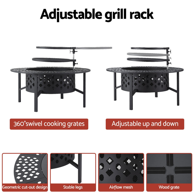 Grillz Portable Fire Pit BBQ Charcoal Smoker