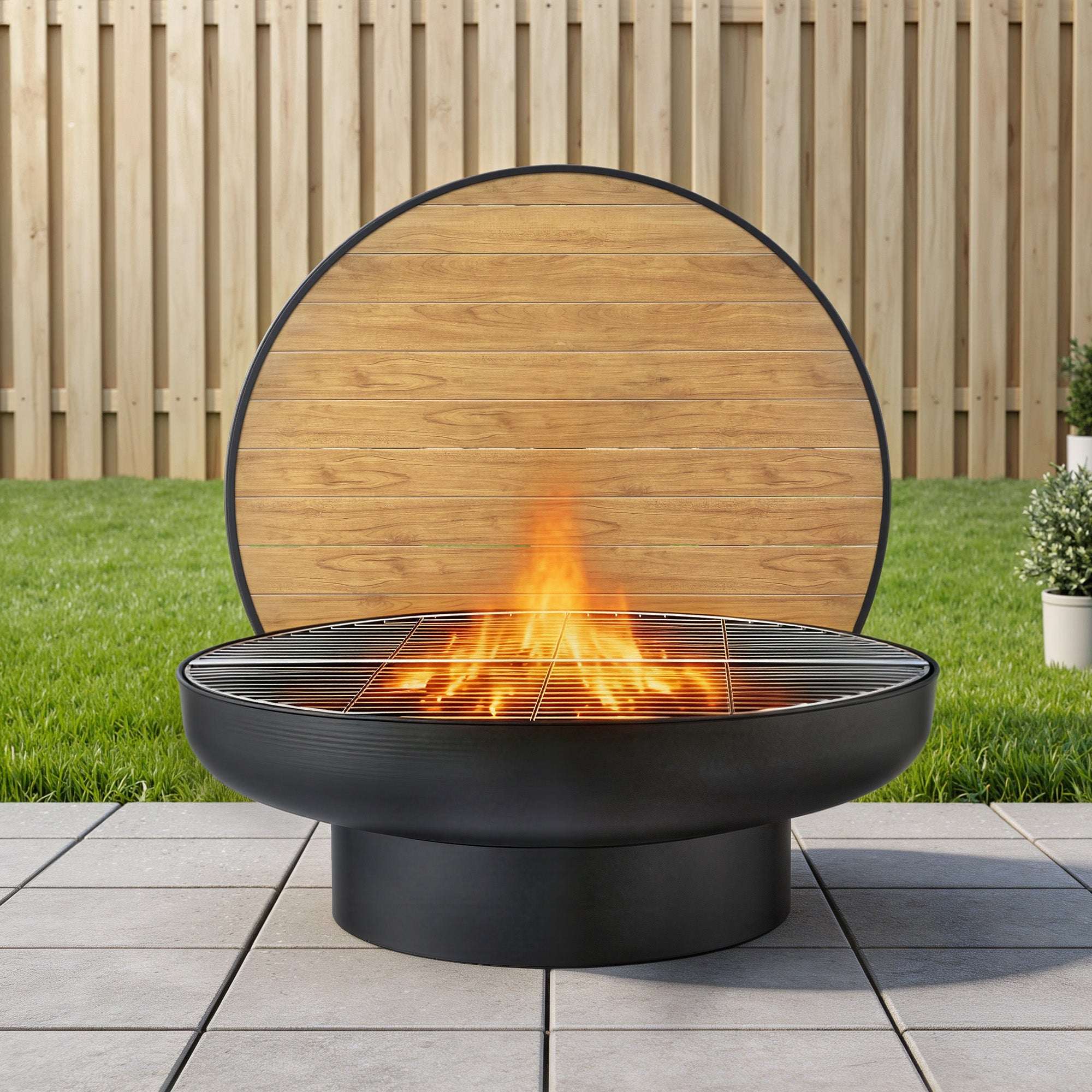 Grillz Fire Pit Grill Table for Patio & Camping
