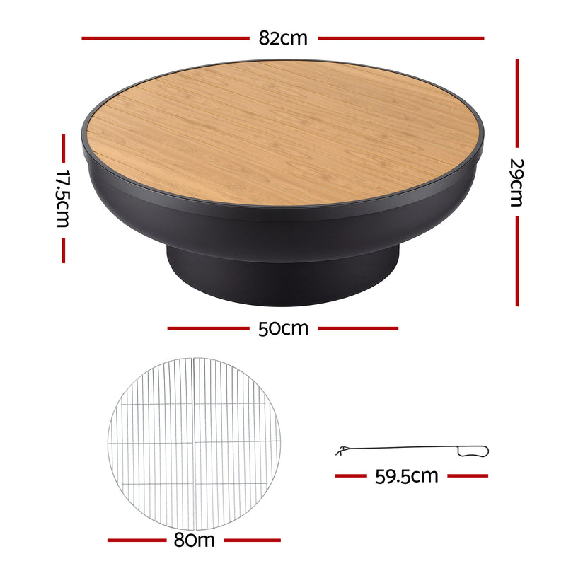 Grillz Fire Pit Grill Table for Patio & Camping