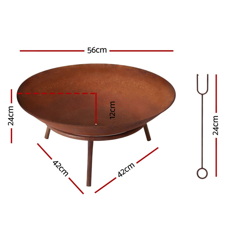 Grillz 56cm Rustic Fire Pit Bowl – Outdoor Heating