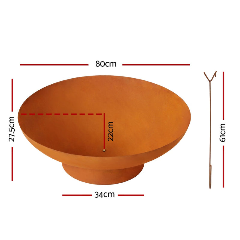 Grillz 80cm Fire Pit Bowl – Outdoor Patio Heating