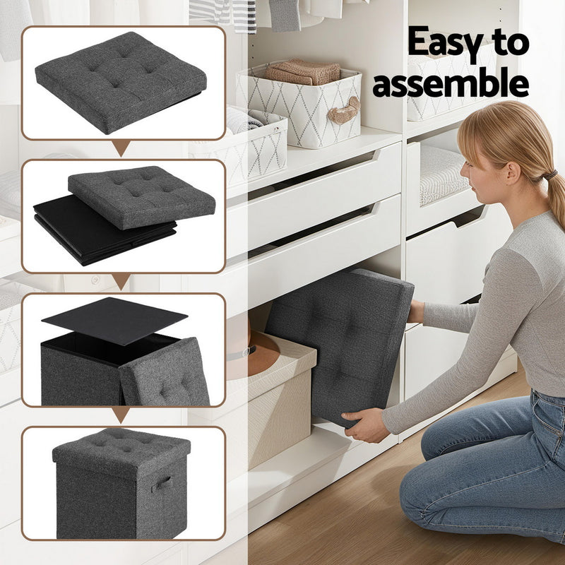 Artiss Foldable Storage Ottoman Foot Stool