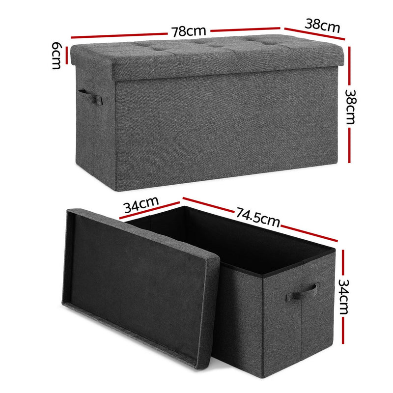 Artiss Foldable Foot Stool Storage Ottoman