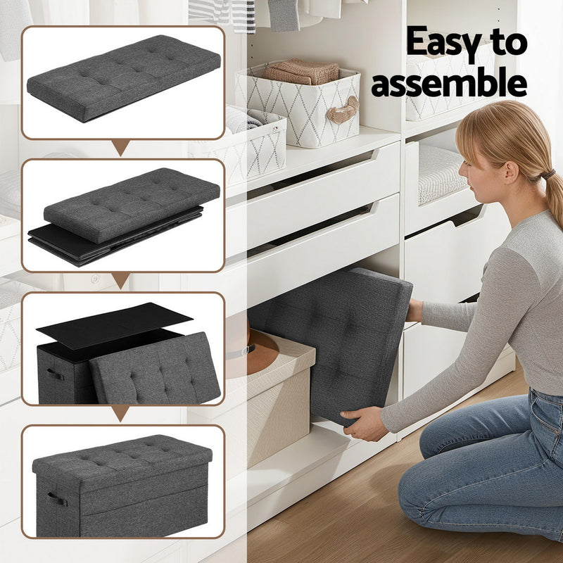 Artiss Foldable Foot Stool Storage Ottoman
