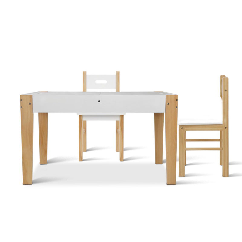 Keezi 3-Piece Kids Table & Chairs Set with Storage & Chalkboard