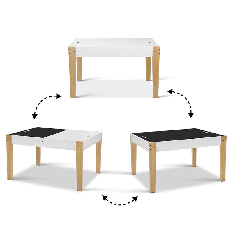 Keezi 3-Piece Kids Table & Chairs Set with Storage & Chalkboard