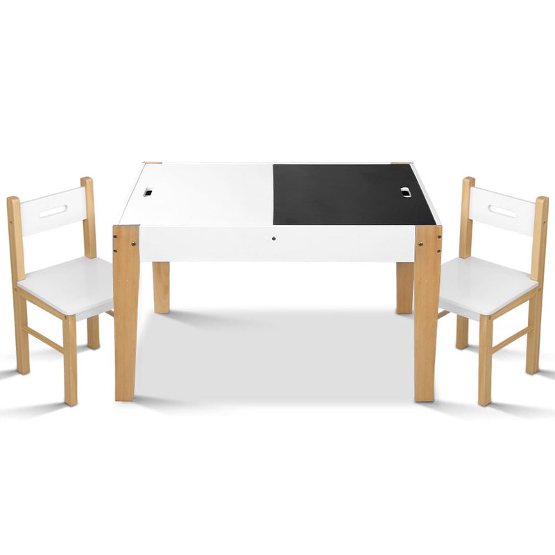 Keezi 3-Piece Kids Table & Chairs Set with Storage & Chalkboard