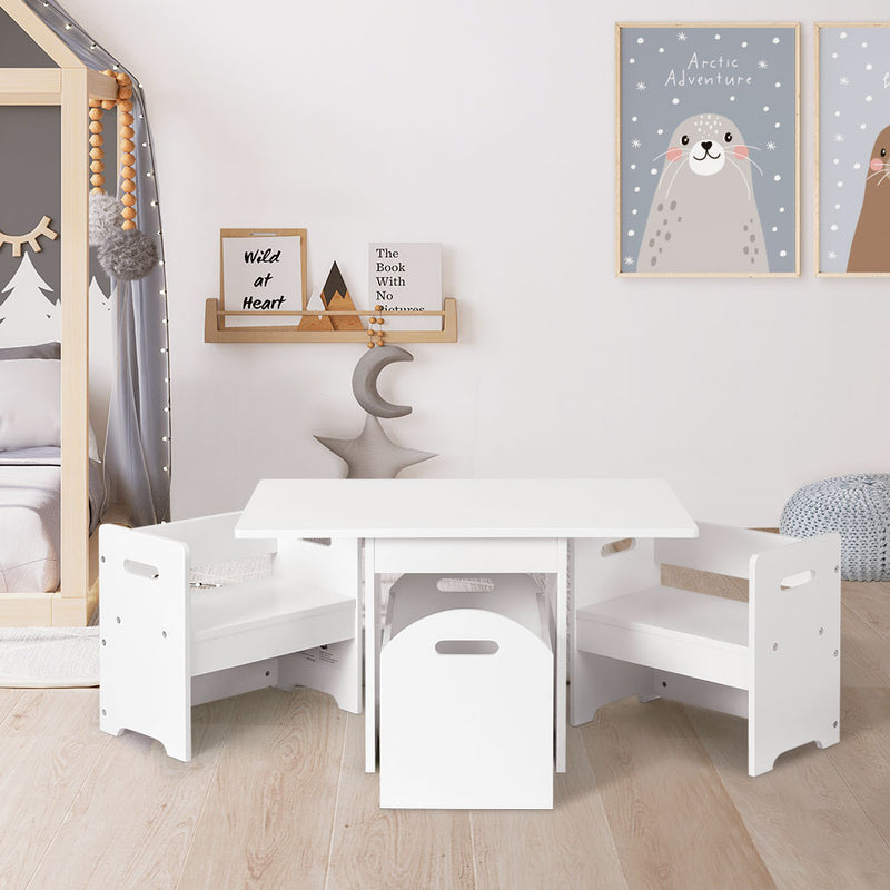 Keezi 3-Piece Kids Table & Chairs Set with Storage