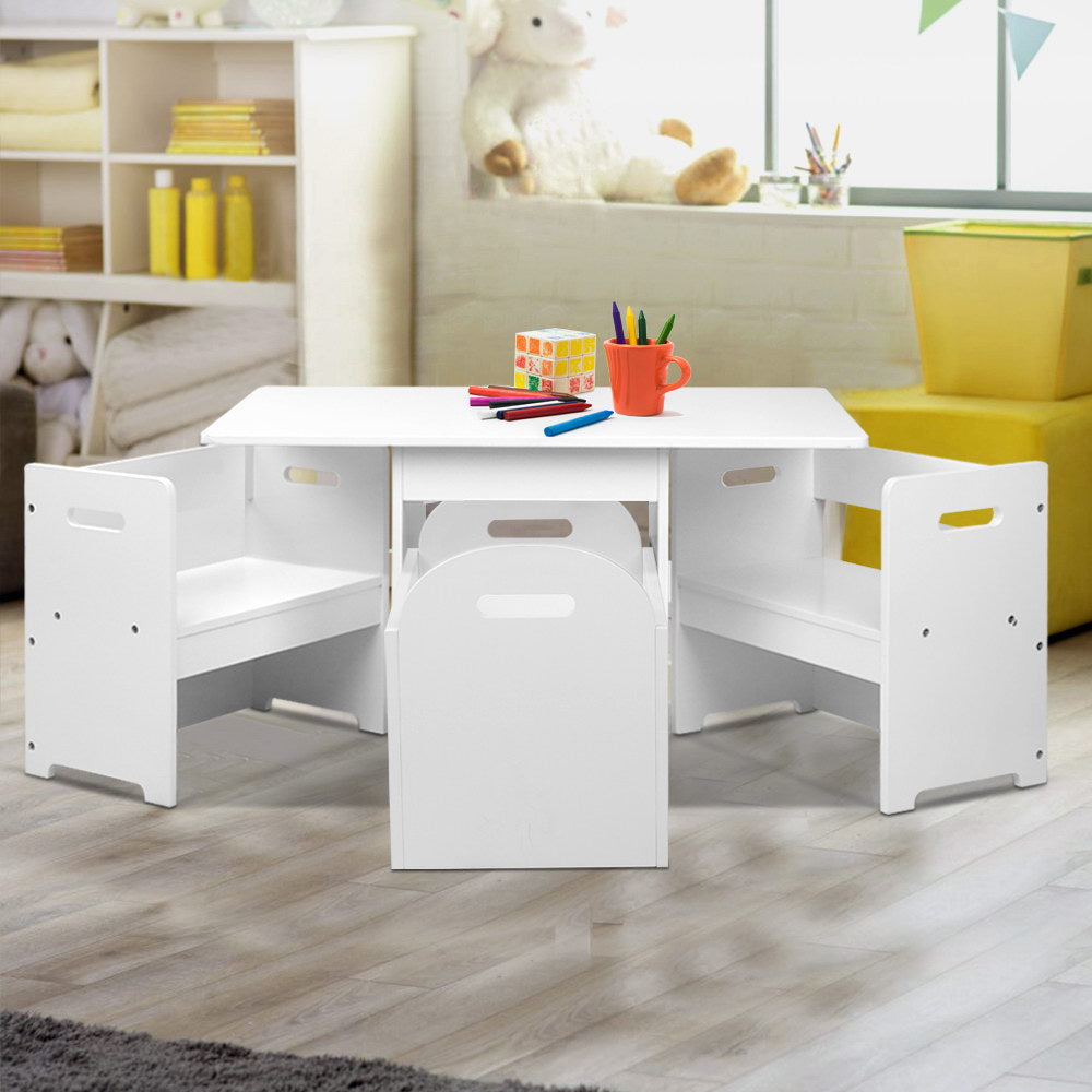 Keezi 3-Piece Kids Table & Chairs Set with Storage