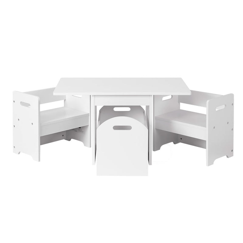 Keezi 3-Piece Kids Table & Chairs Set with Storage