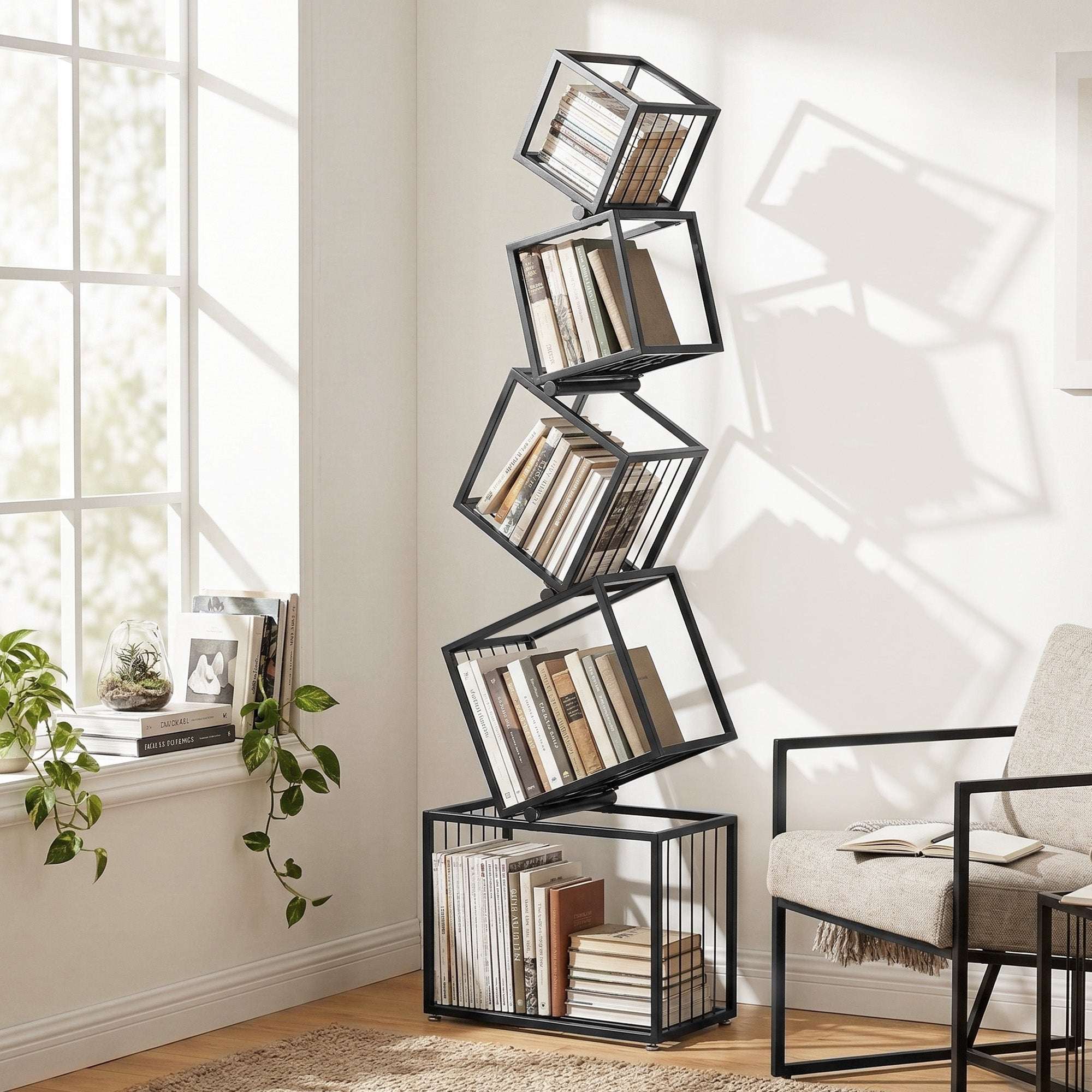 Artiss 5 Tier Geometric Bookshelf – Black