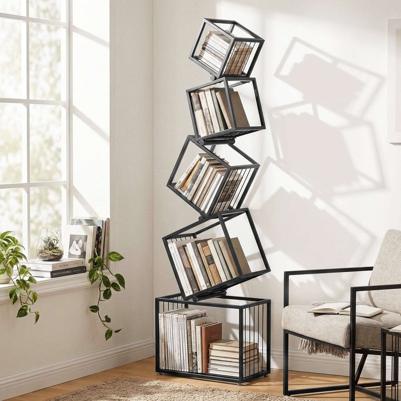 Artiss 5 Tier Geometric Bookshelf – Black