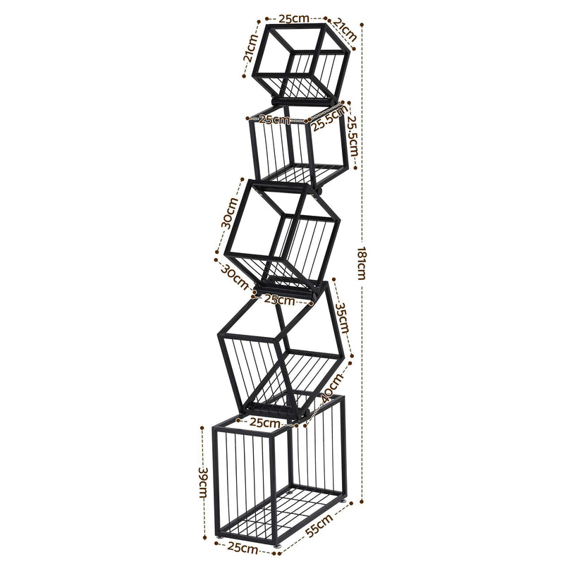 Artiss 5 Tier Geometric Bookshelf – Black