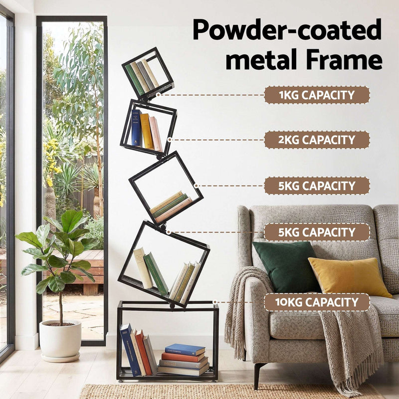 Artiss 5 Tier Geometric Bookshelf – Black