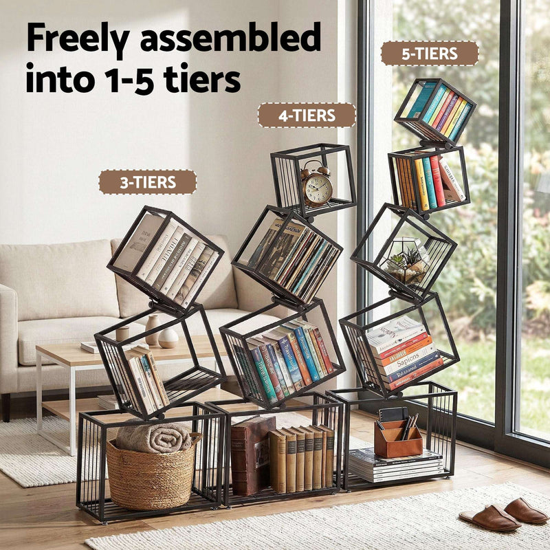 Artiss 5 Tier Geometric Bookshelf – Black