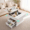 Artiss Lift Top Coffee Table with Rotating Top & Hidden Storage – White