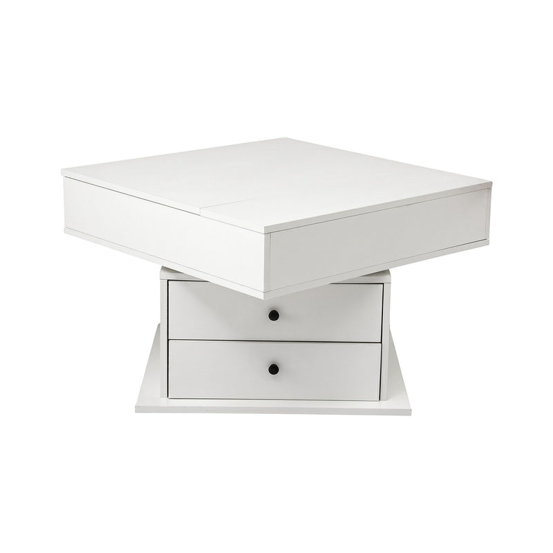 Artiss Lift Top Coffee Table with Rotating Top & Hidden Storage – White