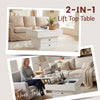 Artiss Lift Top Coffee Table with Rotating Top & Hidden Storage – White