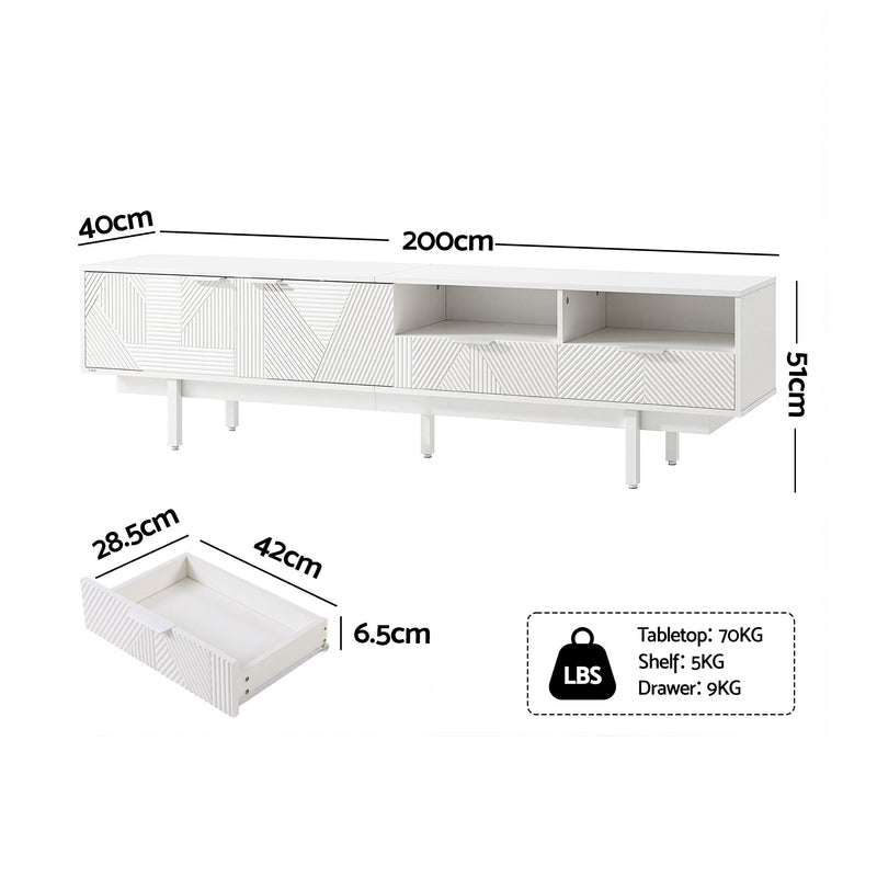 Artiss 200cm TV Unit Entertainment Cabinet – White