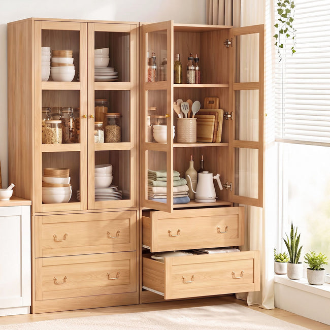 Artiss Buffet Sideboard Cabinet Set of 2 with Hutch 180cm Wood